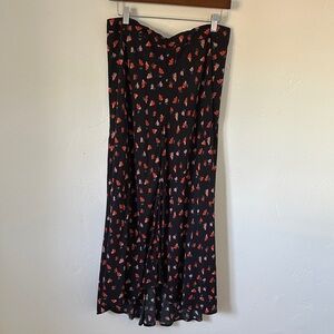 VELVET Black and Red Floral Women's Skirt